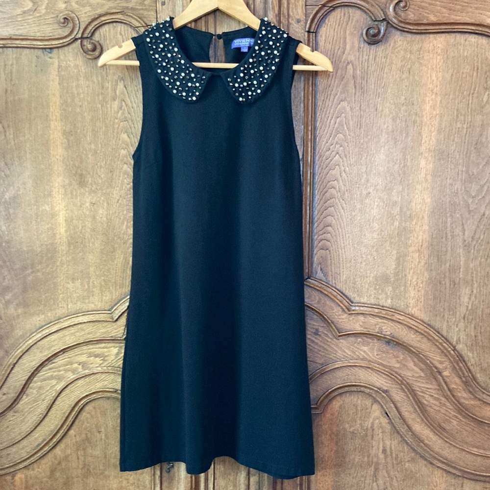 VIVIENNE Vivienne Tam Black Pearl Bead Peter Pan Collar Sleeveless Dress - Picture 2 of 10